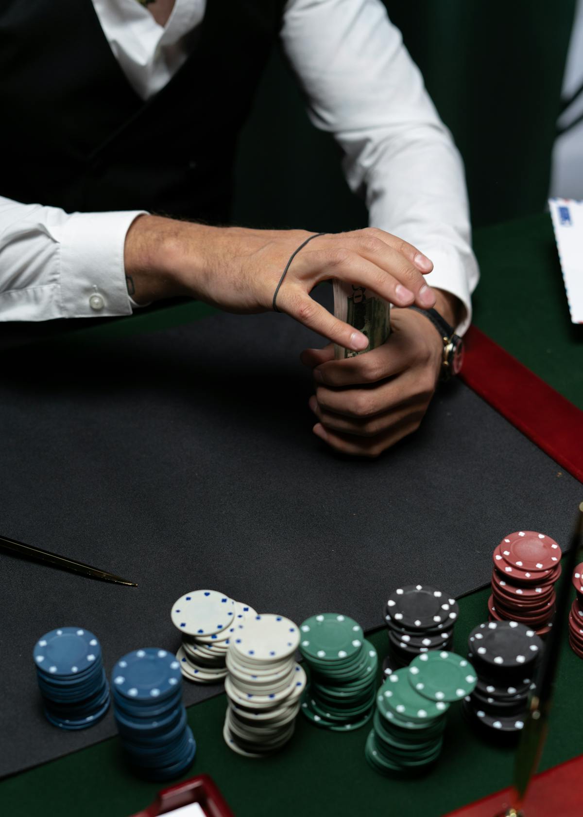 Poker table and chips